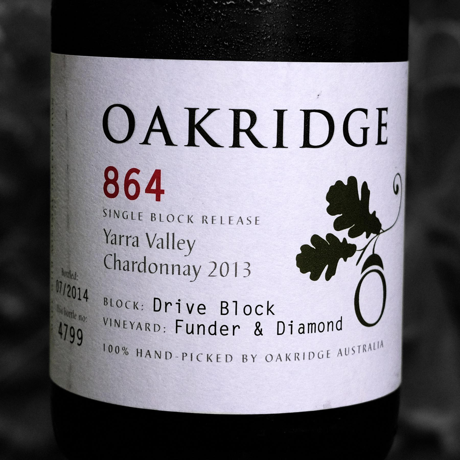 Oakridge 864 Drive Block Funder & Diamond Vineyard Chardonnay 2013, Yarra Valley